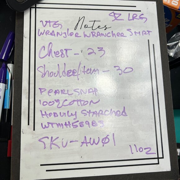 Wrangler Wrancher Mens Pearl Snap Western Shirt Plaid Rodeo Long Sleeve Sz Large - Picture 9 of 9